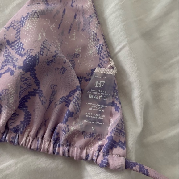 437 Purple Bikini Top with Two Patterns - Picture 3 of 5